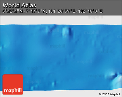 Physical 3D Map of the Area around 6° 59' 36" N, 131° 49' 29" E