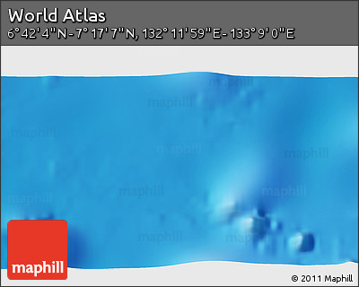 Physical 3D Map of the Area around 6° 59' 36" N, 132° 40' 30" E