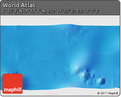 Physical 3D Map of the Area around 6° 59' 36" N, 132° 40' 30" E
