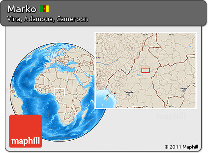 Shaded Relief Location Map of Marko