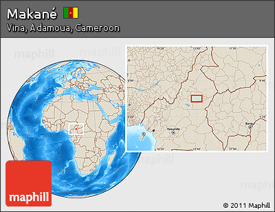 Shaded Relief Location Map of Makané