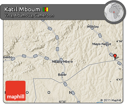 Shaded Relief Map of Katil Mboum