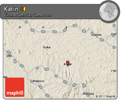 Shaded Relief Map of Katin