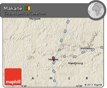 Shaded Relief Map of Makané