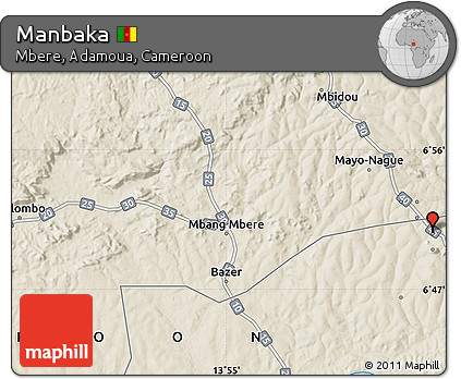 Shaded Relief Map of Manbaka