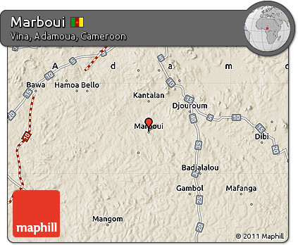 Shaded Relief Map of Marboui