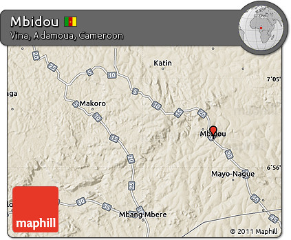 Shaded Relief Map of Mbidou