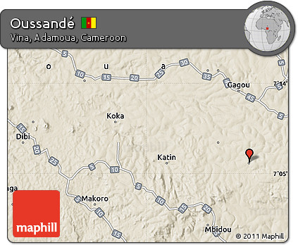 Shaded Relief Map of Oussandé