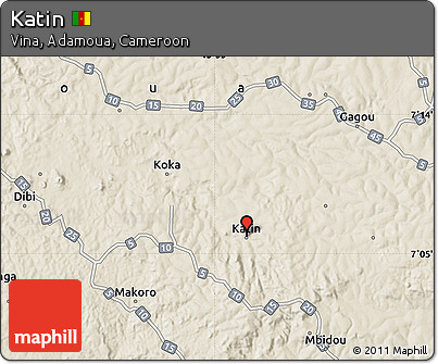 Shaded Relief Map of Katin