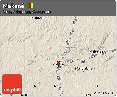 Shaded Relief Map of Makané
