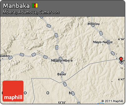 Shaded Relief Map of Manbaka