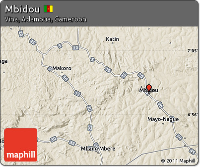 Shaded Relief Map of Mbidou