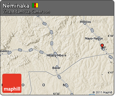Shaded Relief Map of Néminaka