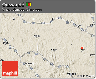 Shaded Relief Map of Oussandé