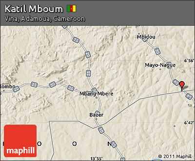 Shaded Relief Map of Katil Mboum