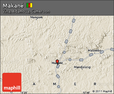 Shaded Relief Map of Makané
