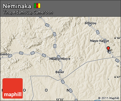 Shaded Relief Map of Néminaka