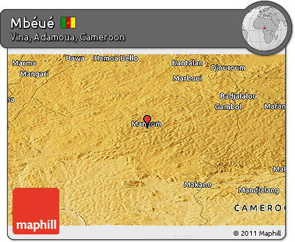 Physical Panoramic Map of Mbéué
