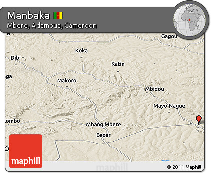 Shaded Relief Panoramic Map of Manbaka