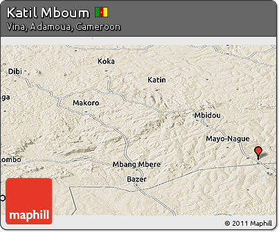 Shaded Relief Panoramic Map of Katil Mboum