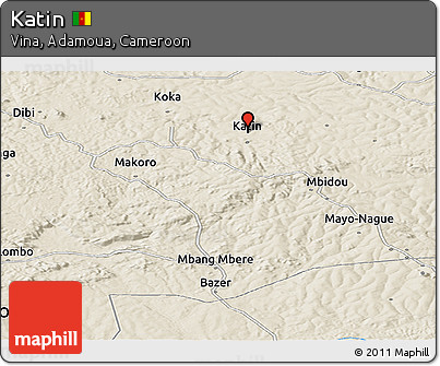 Shaded Relief Panoramic Map of Katin