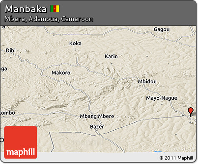 Shaded Relief Panoramic Map of Manbaka