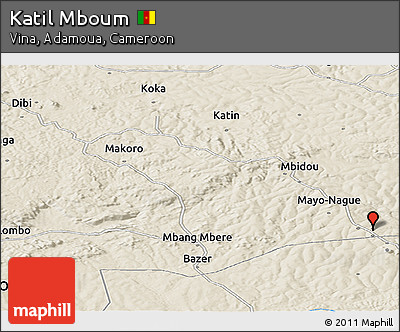 Shaded Relief Panoramic Map of Katil Mboum