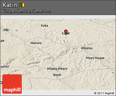 Shaded Relief Panoramic Map of Katin