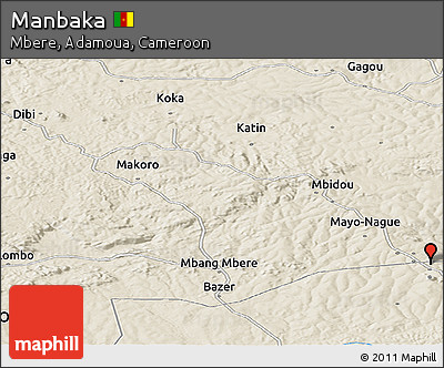 Shaded Relief Panoramic Map of Manbaka