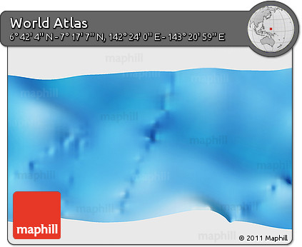 Physical 3D Map of the Area around 6° 59' 36" N, 142° 52' 30" E
