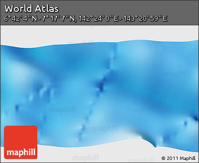 Physical 3D Map of the Area around 6° 59' 36" N, 142° 52' 30" E