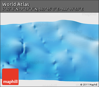 Physical 3D Map of the Area around 6° 59' 36" N, 143° 43' 29" E
