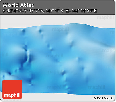 Physical 3D Map of the Area around 6° 59' 36" N, 143° 43' 29" E