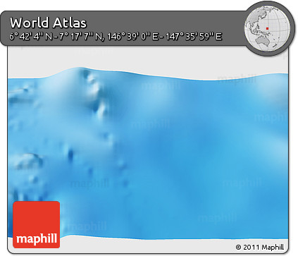 Physical 3D Map of the Area around 6° 59' 36" N, 147° 7' 30" E