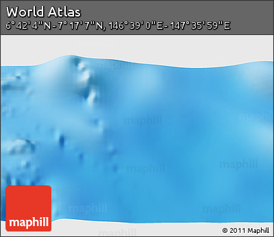 Physical 3D Map of the Area around 6° 59' 36" N, 147° 7' 30" E