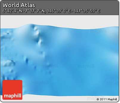 Physical 3D Map of the Area around 6° 59' 36" N, 147° 7' 30" E