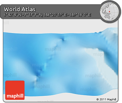 Physical 3D Map of the Area around 6° 59' 36" N, 148° 49' 29" E