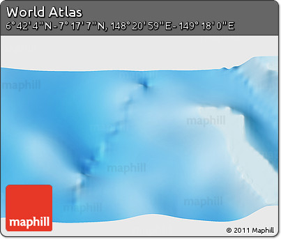 Physical 3D Map of the Area around 6° 59' 36" N, 148° 49' 29" E
