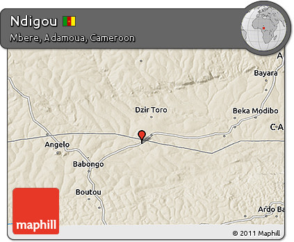 Shaded Relief 3D Map of Ndigou