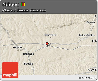 Shaded Relief 3D Map of Ndigou