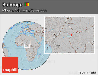 Gray Location Map of Babongo, hill shading