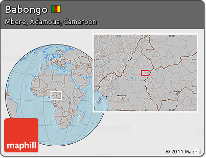 Gray Location Map of Babongo, hill shading