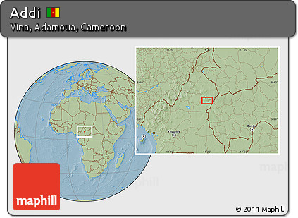 Savanna Style Location Map of Addi, hill shading