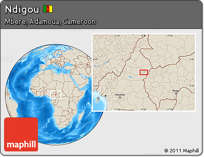 Shaded Relief Location Map of Ndigou