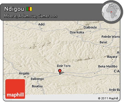 Shaded Relief Panoramic Map of Ndigou