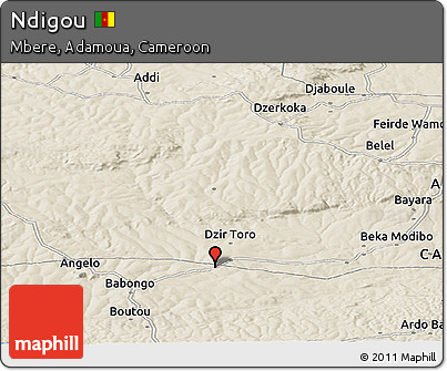 Shaded Relief Panoramic Map of Ndigou