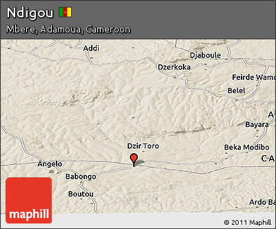Shaded Relief Panoramic Map of Ndigou