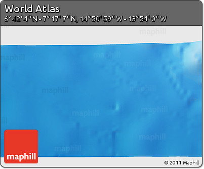 Shaded Relief 3D Map of the Area around 6° 59' 36" N, 14° 22' 30" W