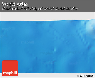 Shaded Relief 3D Map of the Area around 6° 59' 36" N, 14° 22' 30" W
