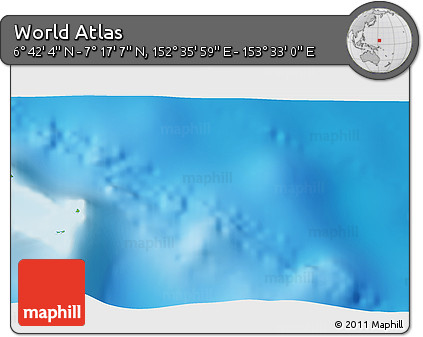 Physical 3D Map of the Area around 6° 59' 36" N, 153° 4' 29" E